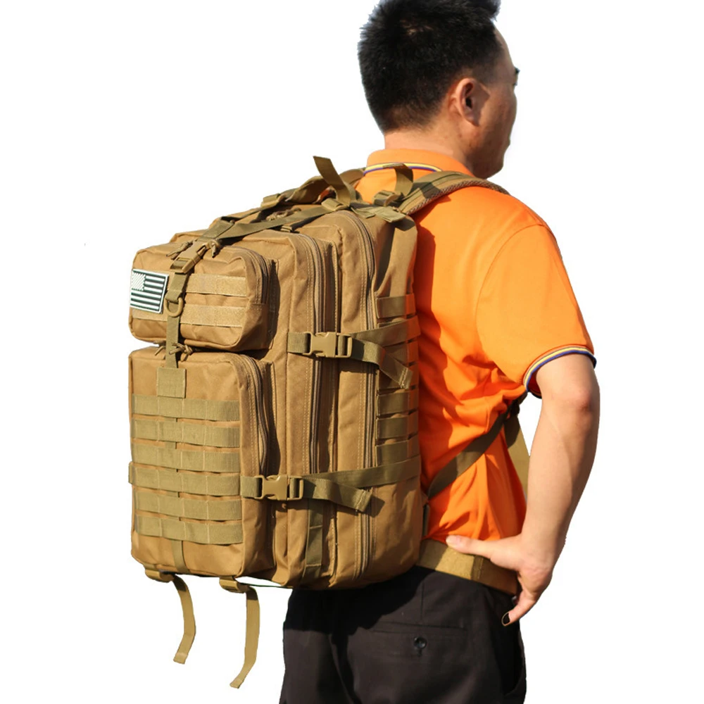 

50L Large Capacity Men Army Military Tactical Backpack 3P EDC Molle Pack Waterproof Bug Rucksack Camping Hiking Hunting Bags