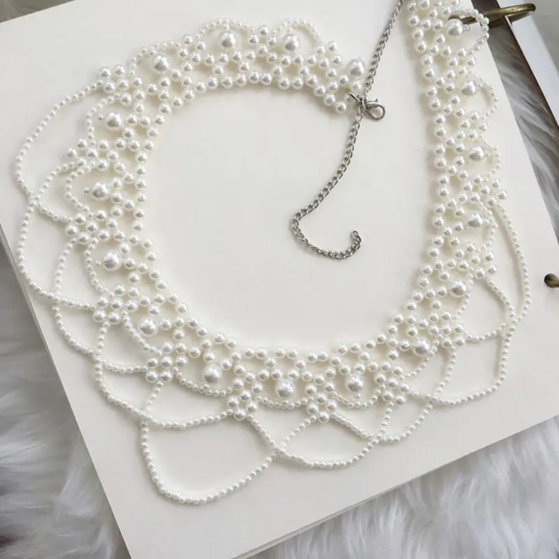 Этническое массивное Тканое ожерелье волнистый искусственный жемчуг бусы кулон