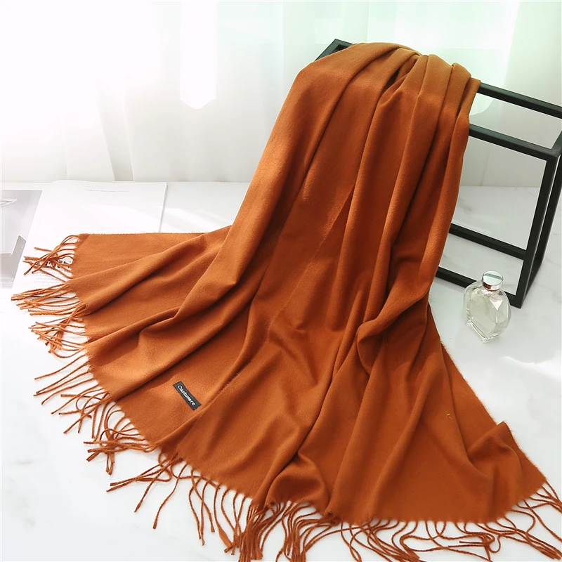 

Women Cashmere Scarf Solid Thick Warm casual Winter Scarves for Ladies Hijabs Pashmina Shawls Wraps Tassel Female Echarpe 2021