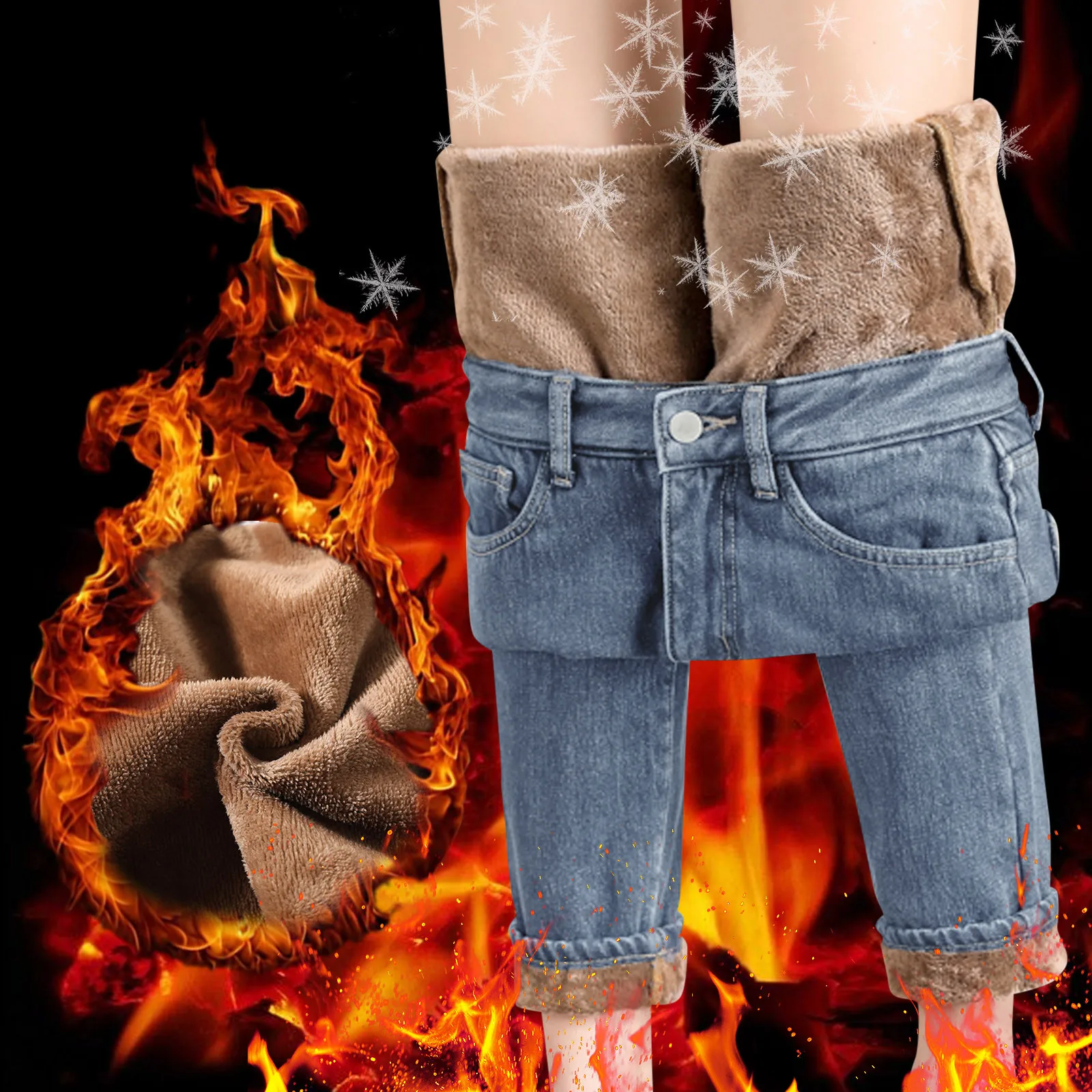 Плюшевые теплые джинсы новинка 2021 утолщенные эластичные свободные брюки Harlan с