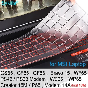 keyboard cover for msi gs65 gf65 gf63 ps42 wf65 ws65 wp65 creator 15m p65 bravo 15 ps63 clear protector skin 15 6 laptop gaming free global shipping