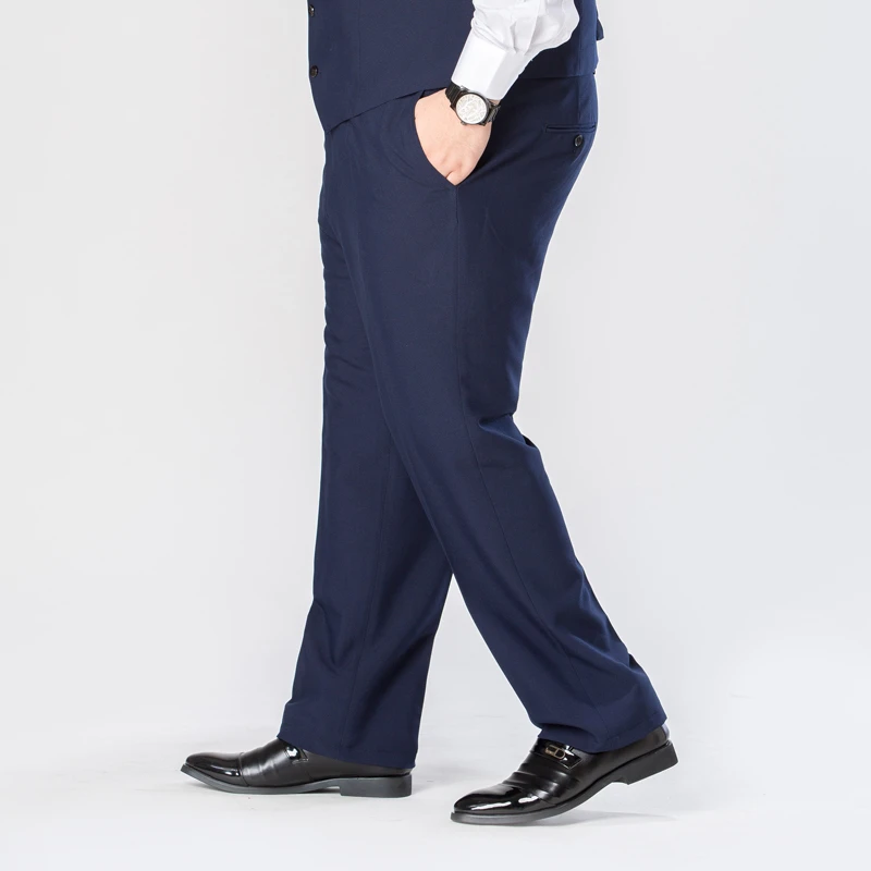 Мужской костюм, чистый цвет размера плюс, прямые свободные деловые мужские брюки темно-синего цвета, классический код 2021 28-44 от AliExpress RU&CIS NEW