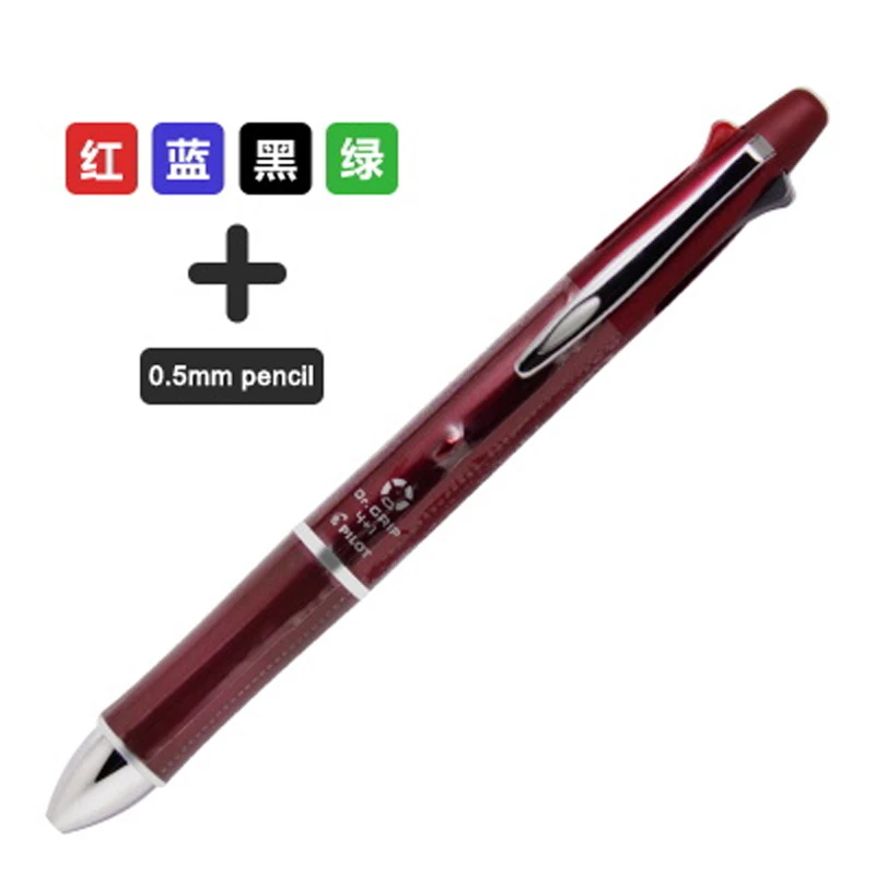 Pilot Dr. Grip 4+ 1 BKHDF-1SR 4 шариковая ручка 0,7 мм черный, синий, зеленый, красный 1 механический карандаш 0,5 мм - Цвет: Бургундия