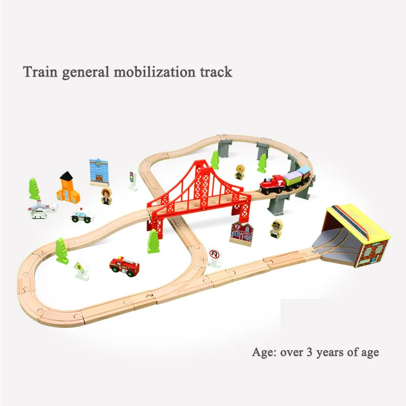 Full Set Wooden Train Track Railway Toy Accessories Red Big Size Rainbow Bridge Toys for Children | Игрушки и хобби