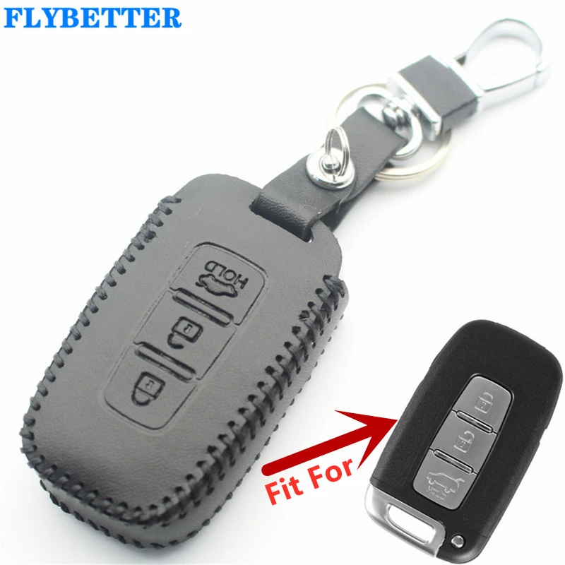 Смарт чехол FLYBETTER из натуральной кожи с 3 кнопками для Hyundai Sonata/Elantra/IX35 Kia