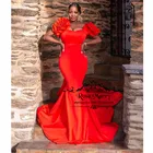 2020 новые красные вечерние платья размера плюс с 3D цветами, африканские Дешевые Длинные атласные вечерние платья, вечерние платья для выпускного вечера