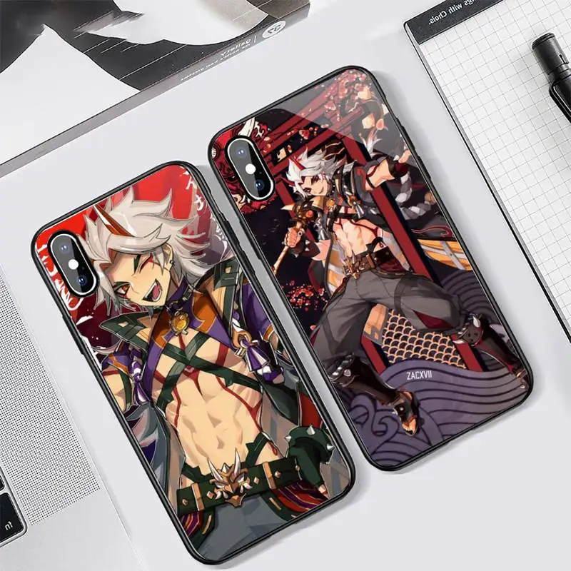 

Arataki Itto Genshin Impact game Phone Case Tempered glass For iphone 6 7 8 plus X XS XR 11 12 13 PRO MAX mini