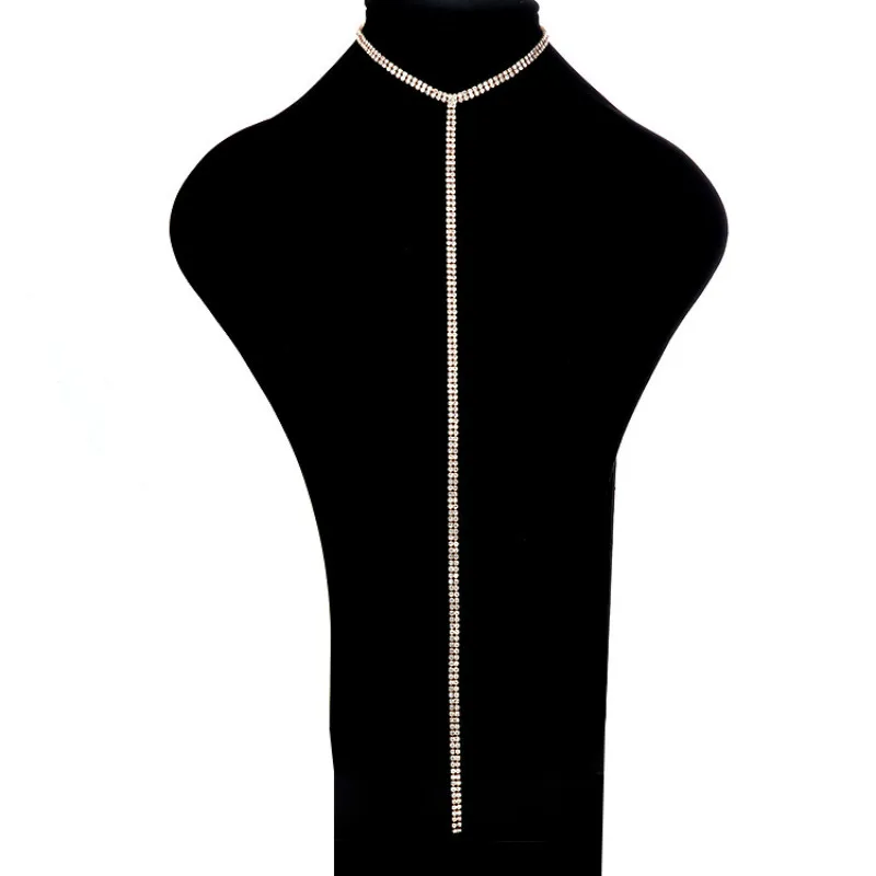 Женское Двухрядное сияющие хрустальные стразы Skute роскошное длинное