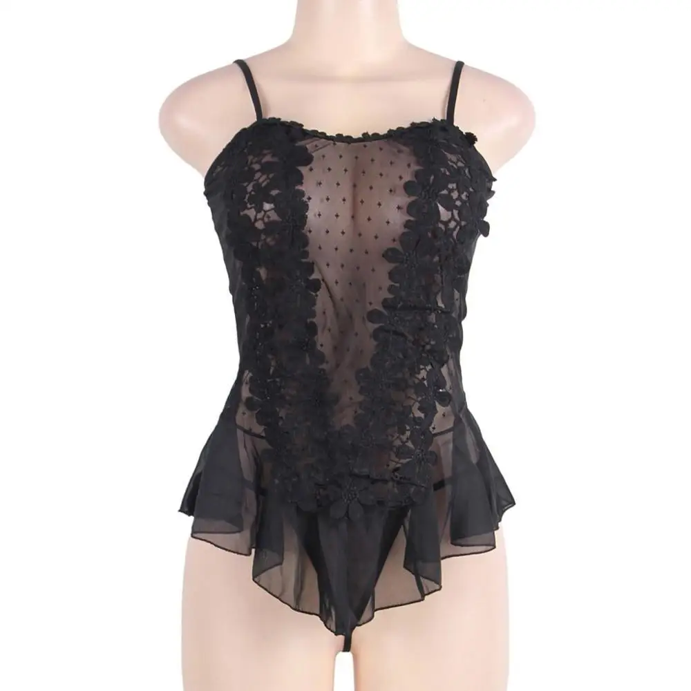 

Sexy Plus Size Women Embroidery Lace Sexy Lingerie Pajamas Sleepwear Nightdress Plus Size Sexy Lingerie Erotic Babydoll *P