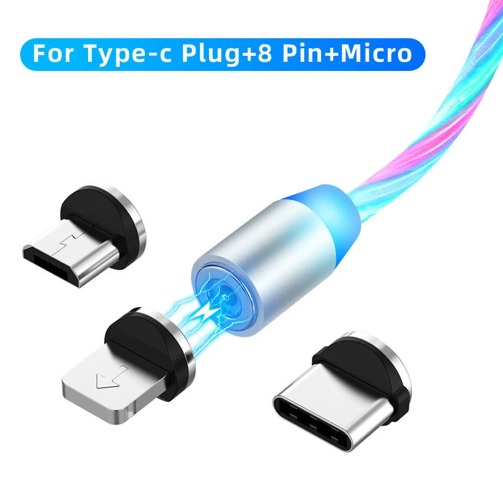Магнитный зарядный кабель светодиодный светильник Micro USB шнур Быстрая Зарядка