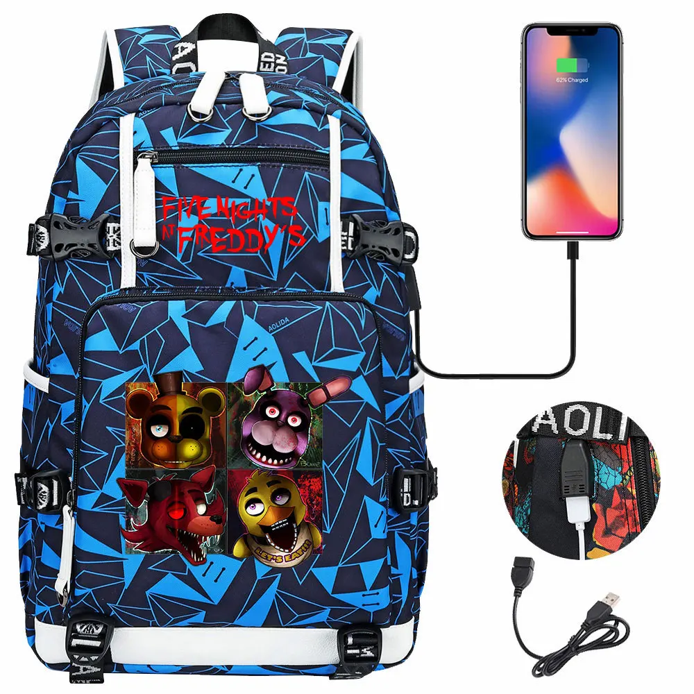 

Five night at Freddy Usb Charging Backpack School Notebook Travel Waterproof Bags