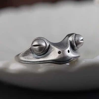 animal rings vintage frog ring for men women retro opening resizable punk ring ancient silver color rings party night club