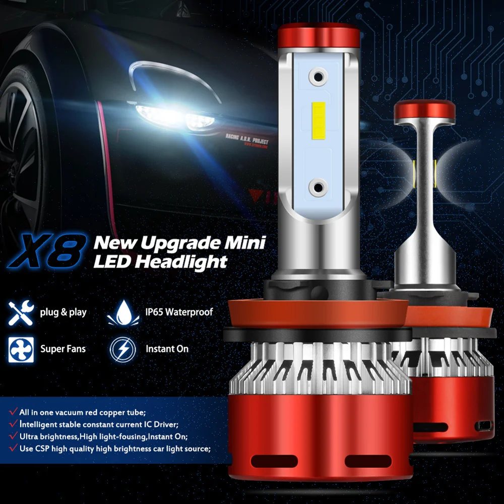 Светодиодные автолампы HB3 HB4 9005 9006 H4 H11 H7 H1 9003 2 шт. лампы для головных фонарей Mazda 3 6