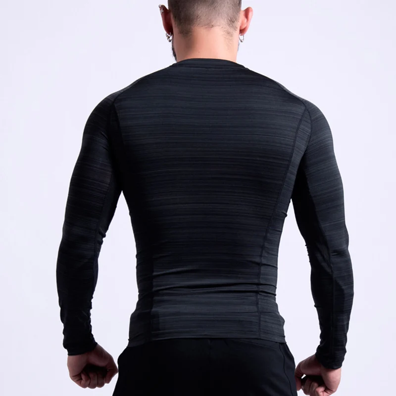 Высокоэластичная компрессионная Спортивная футболка с длинным рукавом мужские