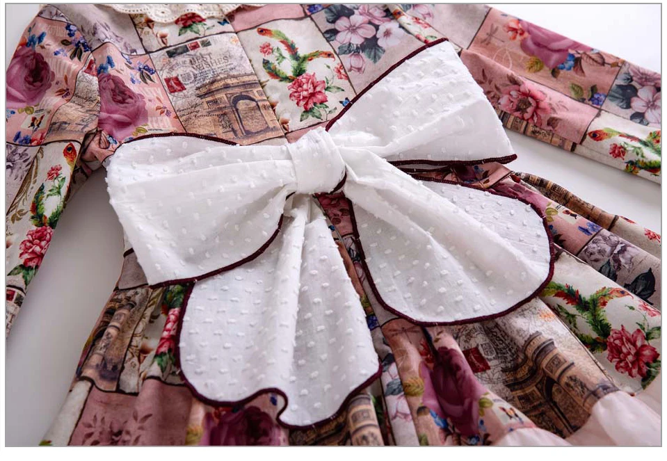 Cutestyles/осенние Винтажные Платья с цветочным рисунком для девочек; кружевные вечерние платья для маленьких девочек; бутик; костюм принцессы; одежда для детей; EG-DMGD106-B324