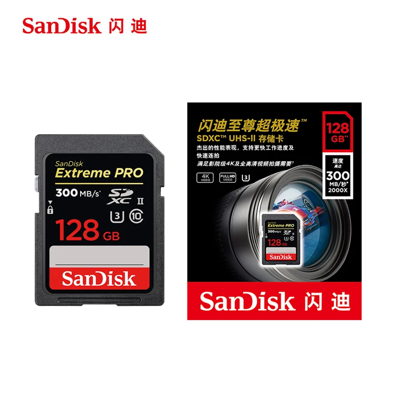 Карта памяти SanDisk Extreme Pro 32 ГБ 128 64 300 м U3 4 K класс 10 флеш карта SD SDXC SDHC|Карты памяти| |