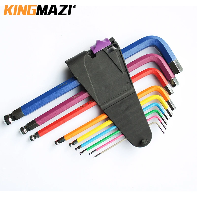 

9Pcs 1.5mm-10mm Color Coded Ball-End Hex Allen Key L Wrench Set Torque Long Metric With Sleeve Hand Tools Bicycle Accessories