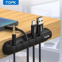topk cable organizer silicone usb cable winder tidy protector cable management clips cable holder for mouse earphone wire