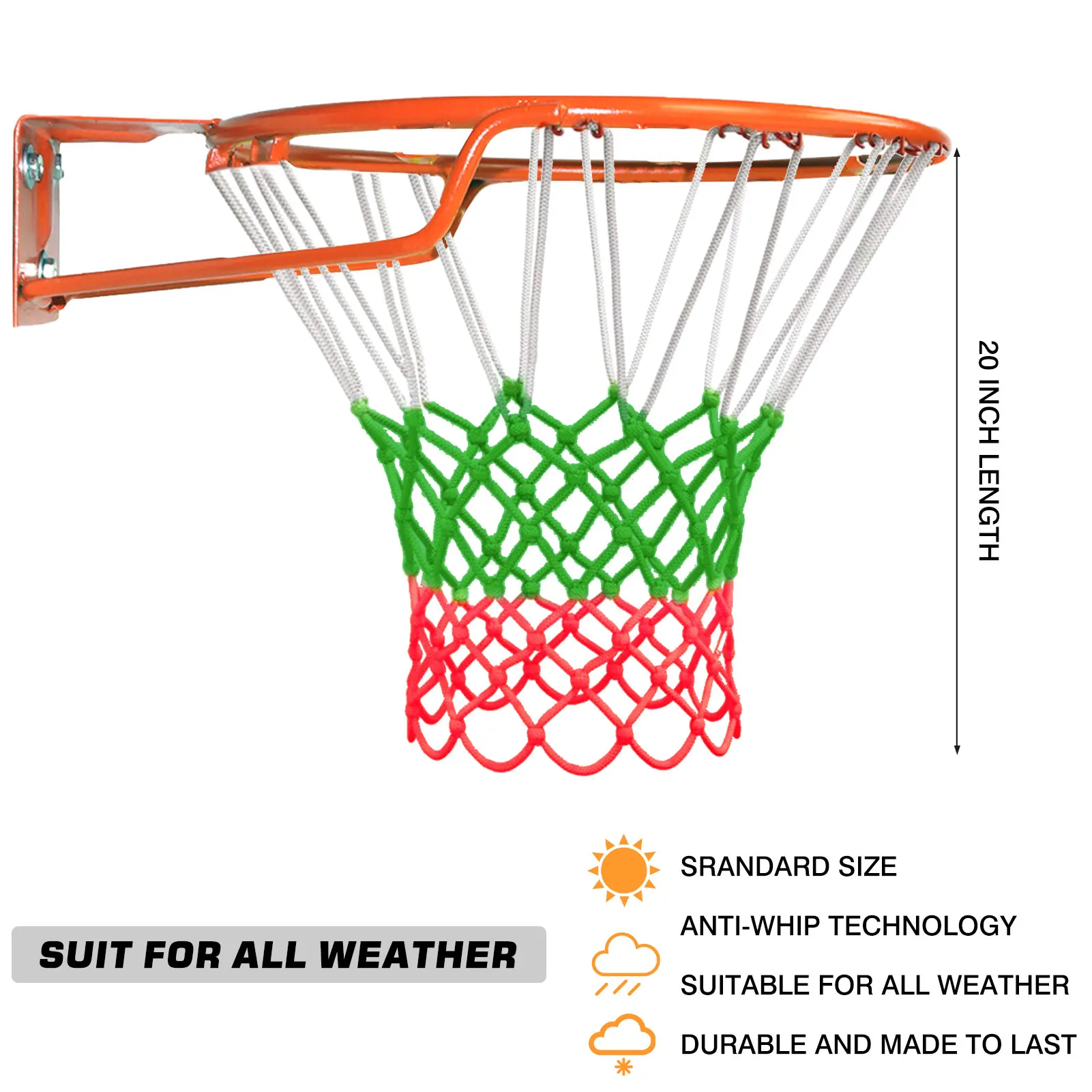 

3X Luminous 20 Inches Standard Basketball Net Premium Glowing Net
