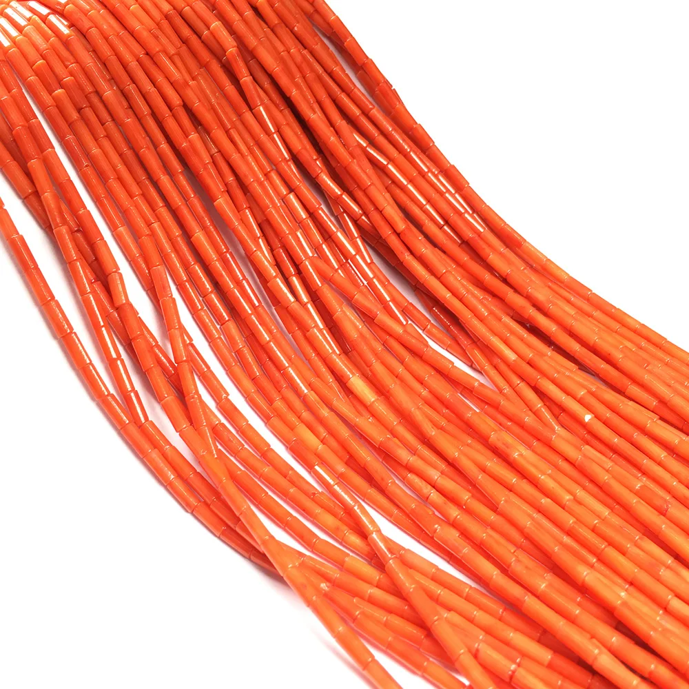 

Natural Orange Coral Beads Cylindrical Coral Loose Beads for Making DIY Women Jewelry Necklac Bracelet Exquisite Gift Size 3x7mm