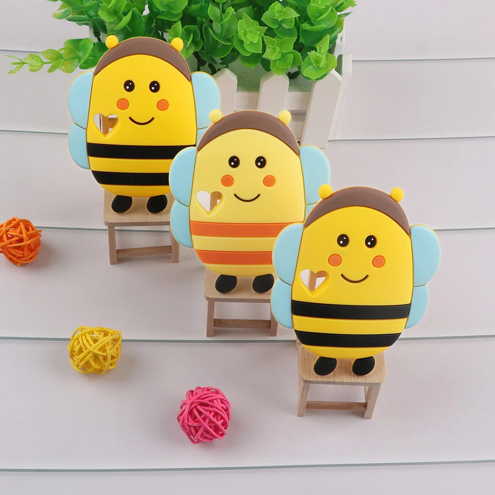 

Kovict 5/10pcs Honeybee Silicone Teether Animal Molar Teether DIY Pacifier Chain Jewelry Accessories Chewable Nursing Baby Toys