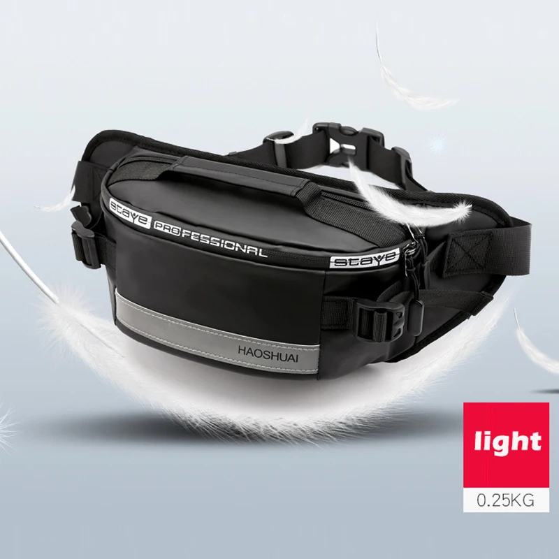 Fashion Waterproof Fanny Pack for Outdoor Leisure Fitness Reflective Strip Waist Bag Anti-theft Mobile Phone Chest Bag Belt Bag