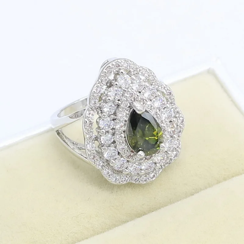 Набор украшений для женщин набор из зеленого оливкового и серебряного цветов