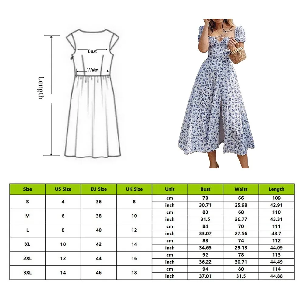 

Sexy Floral Print Dress Women High Split Party Dresses Puff Short Sleeve Elegant Lace Up Club Dress Laides Summer Maxi Dresses