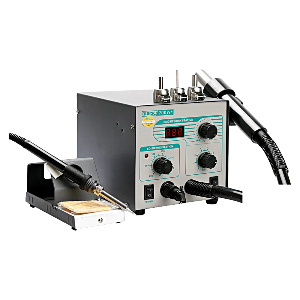

Станция для распайки 2 в 1, бессвинцовый паяльник, система технического обслуживания, цифровой дисплей, быстрый 706 Вт + сварочная станция, пистолет горячего воздуха