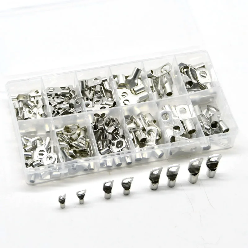

170 PCS Copper Lug Ring Wire Connectors Bare Cable Electric Crimp Terminal SC6-25