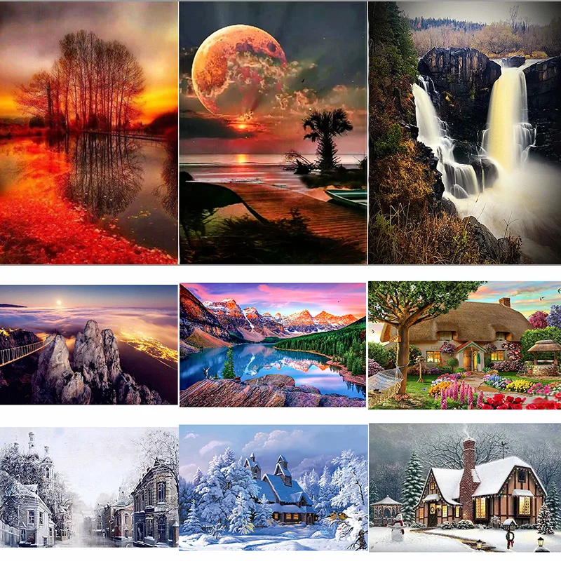 Алмазная картина полная дрель квадратный закат Снежная сцена когда нибудь