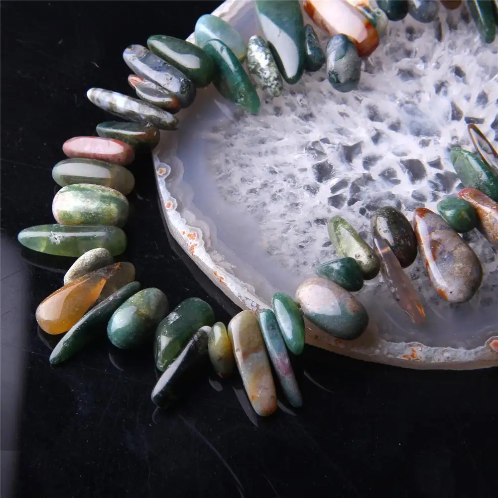 

Natural Stone Colorful Indian Agates Pillar Top Drilled Point Beads 15.5" Strand Raw Agat Stick pendants For Jewelry Making