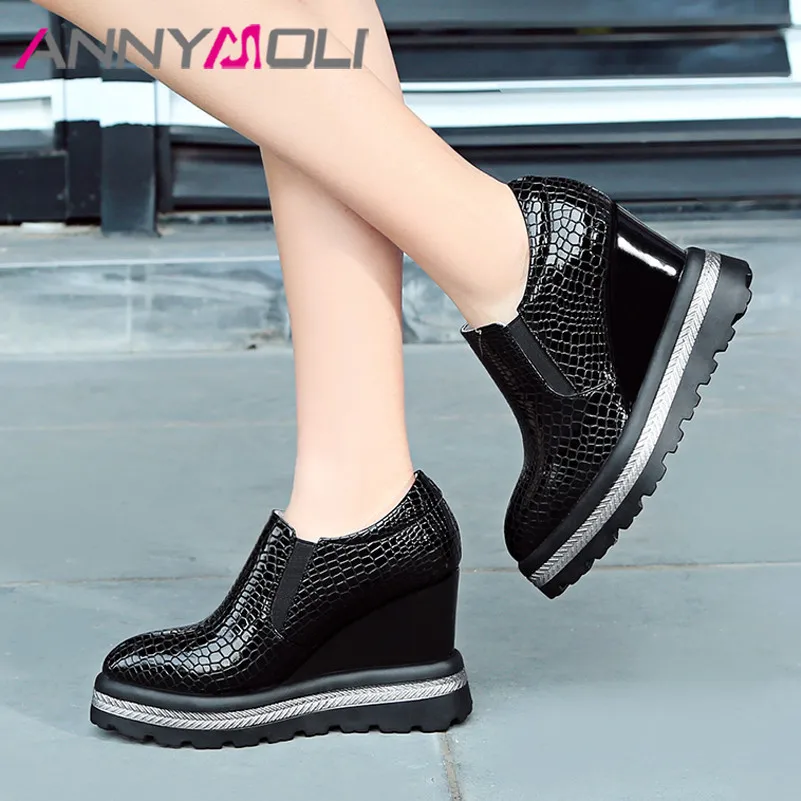 Туфли-лодочки ANNYMOLI женские из лакированной кожи на платформе и высоком каблуке