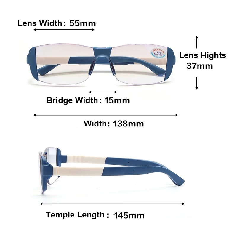 EYEOOMU Magnet Therapy Reading Glasses Multifocal Anti Blue Light TR90 Rimless Eyeglasses Men Women Presbyopic Readers Magnifier |