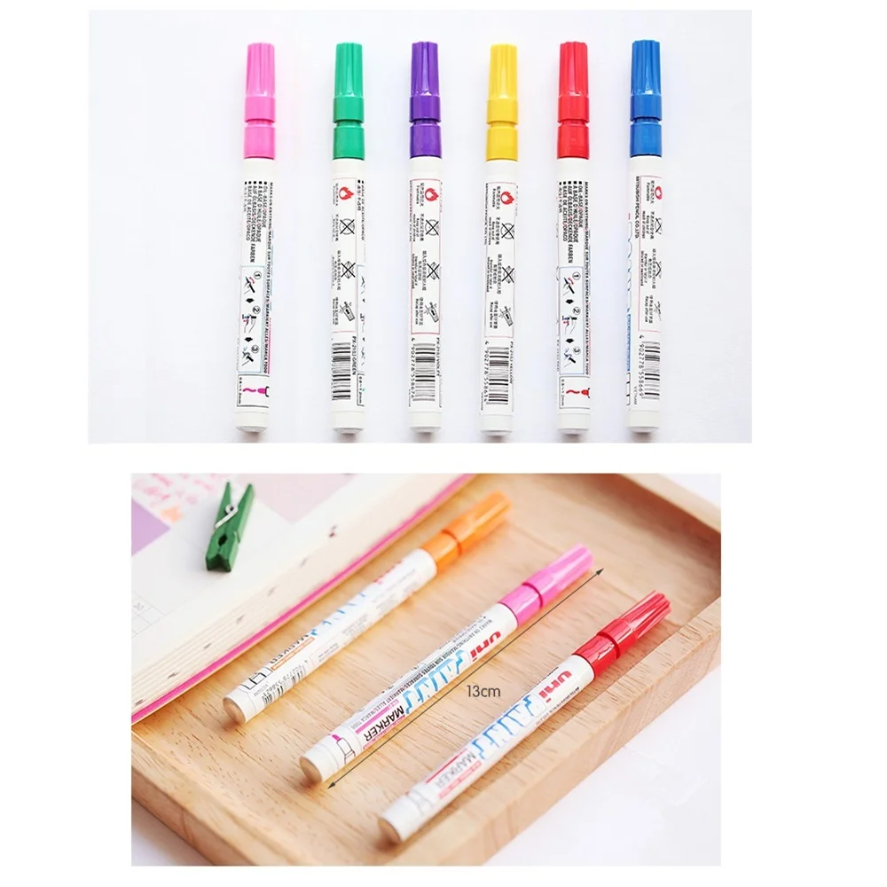 

6pcs Permanet ultra fine Paint marker pen Drawing marks on anything wood CD metal ceramic fabric paper glass Office school A6860