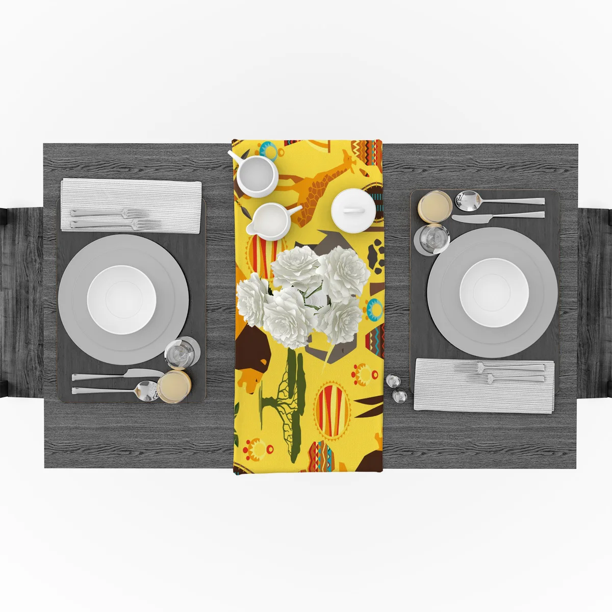 Животное слон Лев Жираф иллюстрация желтая настольная дорожка Настольный Флаг