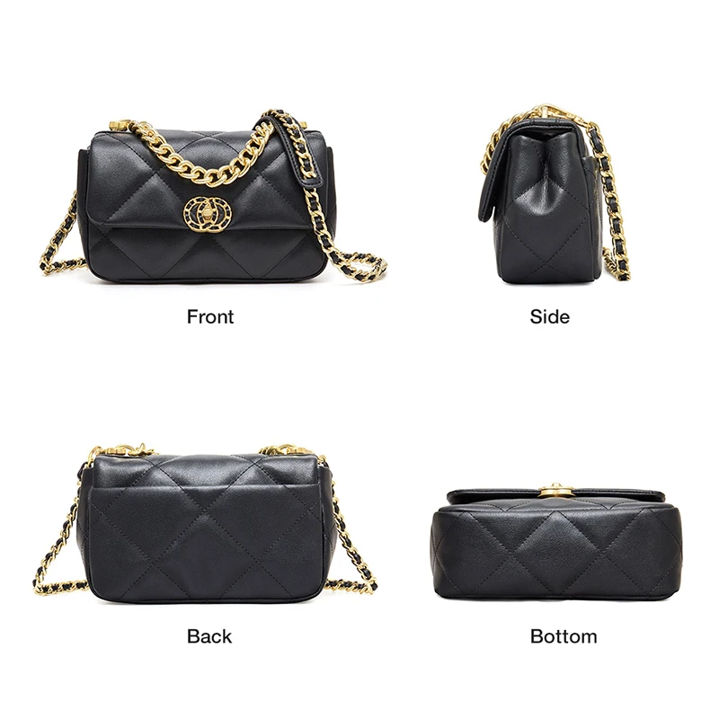 LAORENTOU Bobility Black Women's Bag Cow Leather Diamond Lattice Messenger Female Small Flap Shoulder Lady Mini Totes | Багаж и сумки