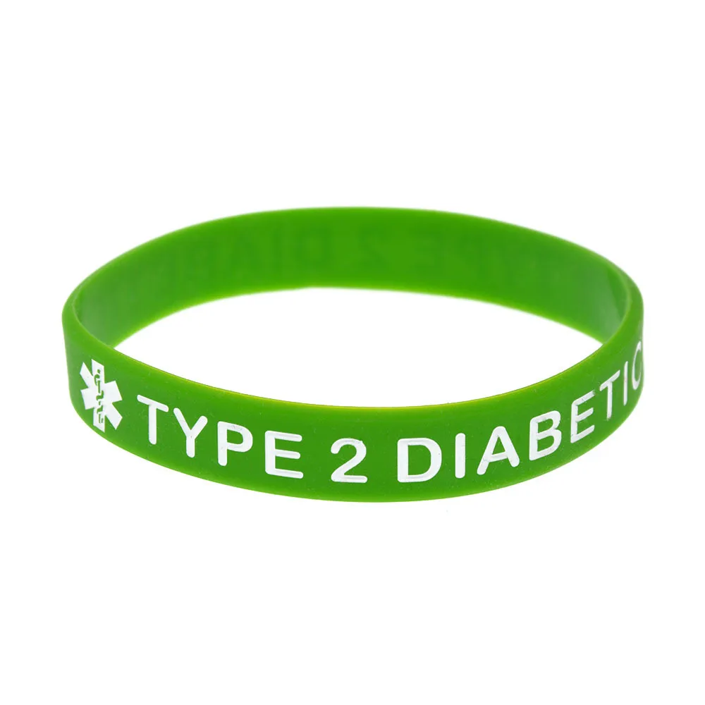 Fashion TYPE 2 DIABETIC bracelet soft silicone bracelet with type 2 diabetes medical warning bracelet hot sale images - 6