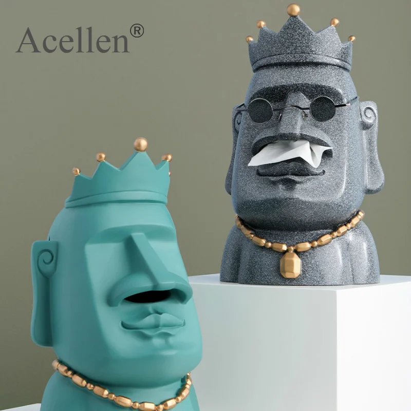 Креативная Статуэтка Moai коробка для салфеток украшения из смолы кронштейн очков