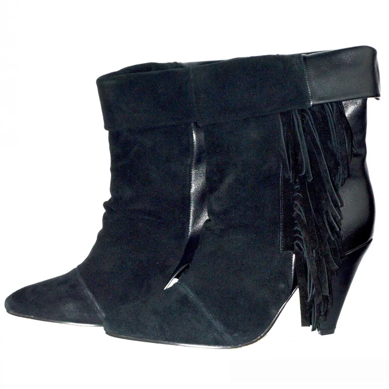 Женские зимние кожаные Ботинки на каблуке весенние замшевые рабочие ботильоны с