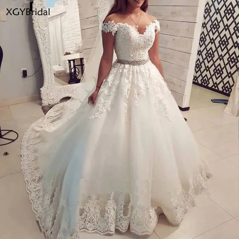 

Saudi Arabia Sweetheart Bride Dress Off Shoulder Vintage Lace Wedding Dress 2021 Ball Gown Vestido De Noiva Tulle Wedding Gown