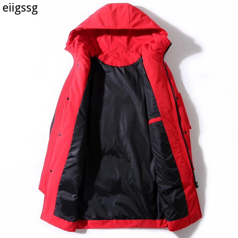 2021 Winter Men's Down Jacket Hooded Fashion Long Down Coat Men Windproof Waterproof Thick Warm Brand Mens Clothing Long Parka