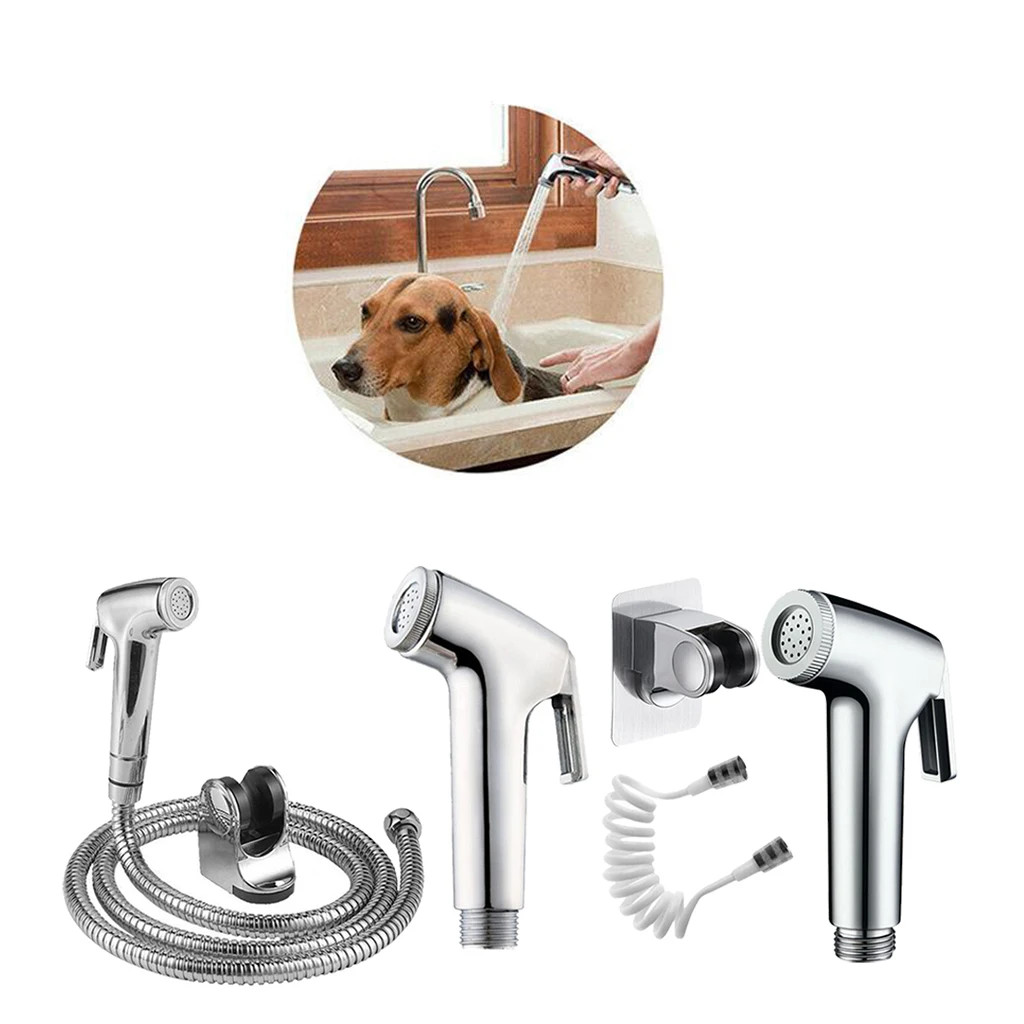 

Handheld Bidet Sprayer Kit Chrome Finish Plastic Shattaf for Buckets Filling