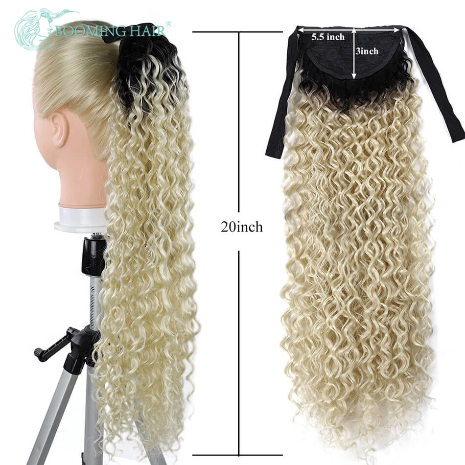 

Jerry Curly Clip in Synthetic Ponytail Hair Extension 20 Inches Wrap Drawstring With Clip For Women By BOOMING HAIR