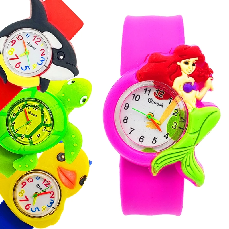 

Boy Girl Kids Watch Baby Toys 3D Mermaid/Whale/Turtle/Duck Pattern Children Watches Clock relogio infantil montre pour enfants
