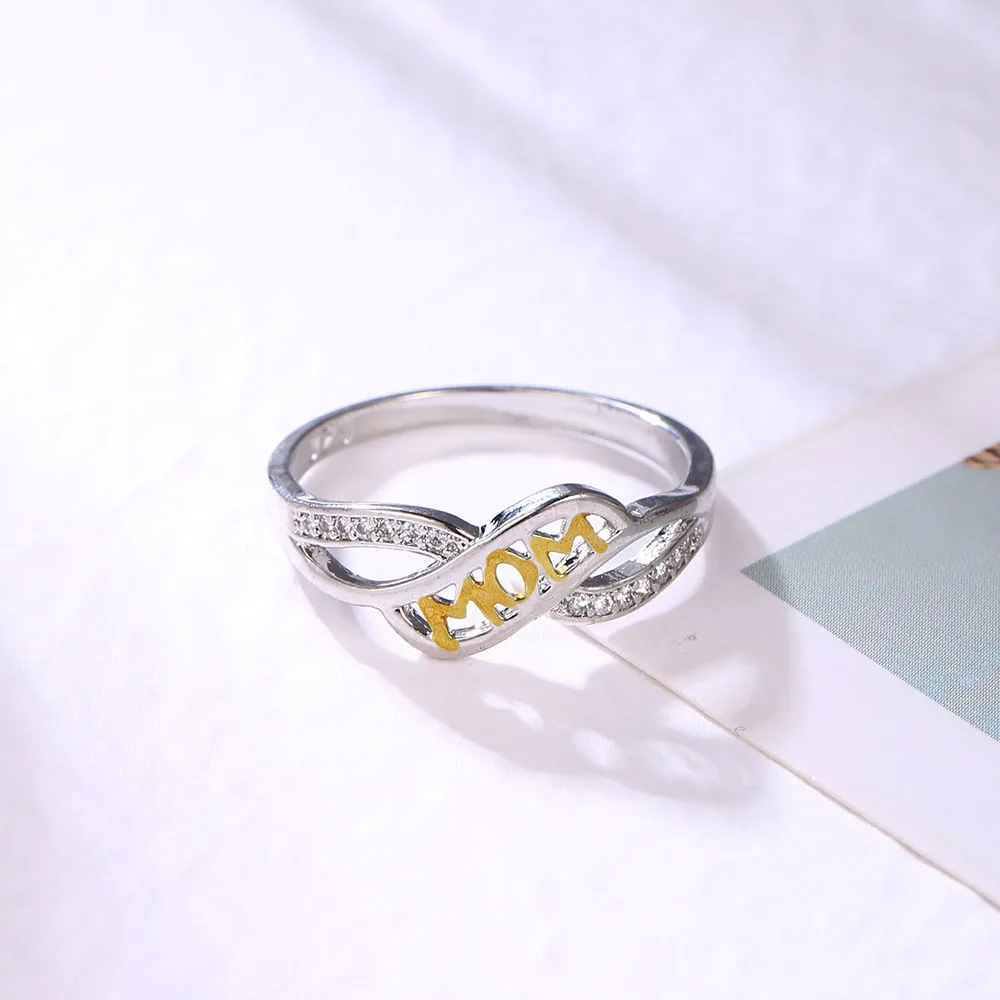 

Vintage Sliver Color Mom Rings For Women Simple Hollow Golden Holiday Party Female Finger Rings Jewelry Mother's Day Gift