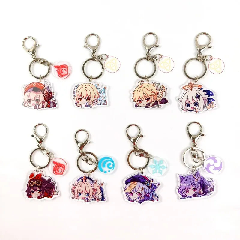 

Genshin Impact Man Keychain Acrylic Key Chain Anime Women Key Holder Couples Keyring Cartoon Pendant Zinc Alloy Brelok Project