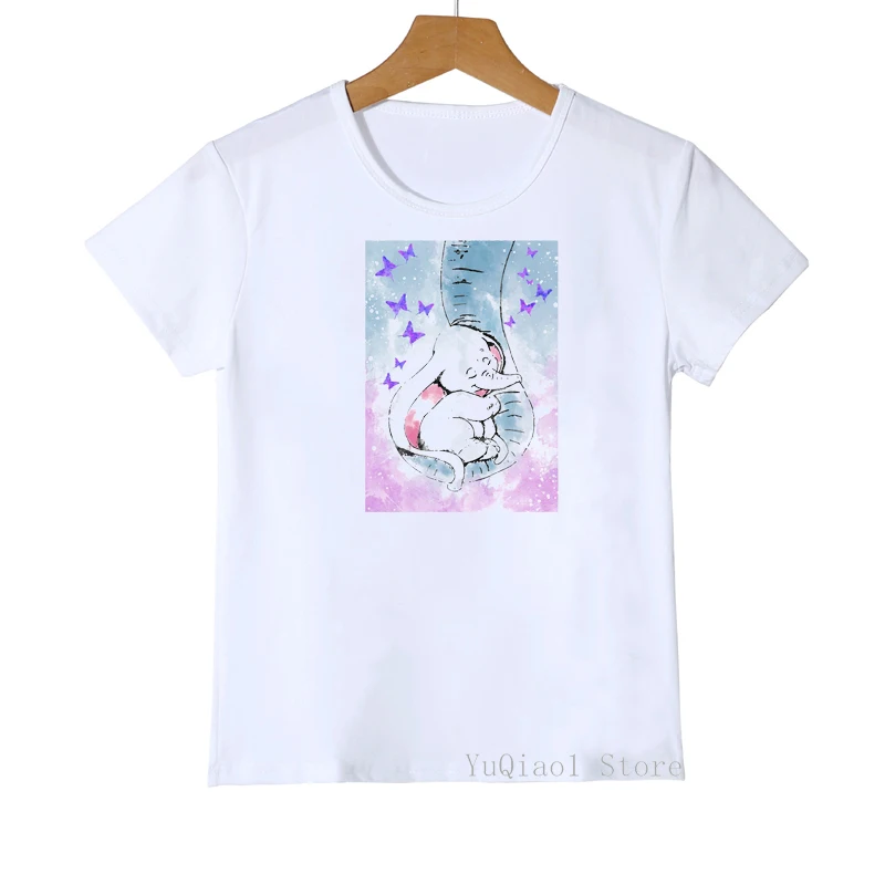

watercolor baby elephant with mom animal print t shirt girls boys kids clothes super mom tshirt camisetas t-shirt summer tops