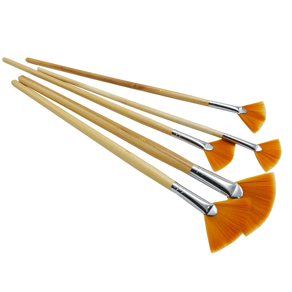 5 шт./компл. длинный нейлоновый веер в форме веера набор кистей для рисования