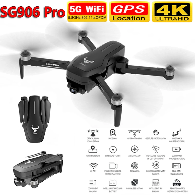 SG906 Pro Дрон с камерой 4K HD двухосевой стабилизатор против тряски самостабилизация